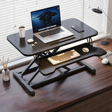 Adjustable Folding Black Wood Trestle Standing Desk Image - 13