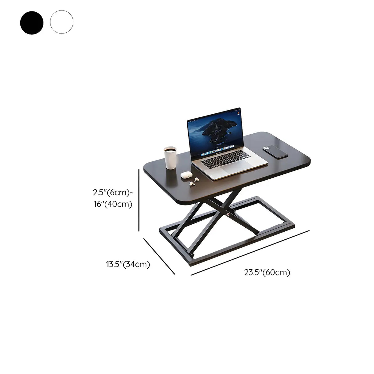 Adjustable Folding Black Wood Trestle Standing Desk 