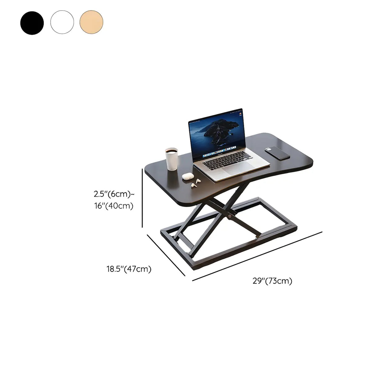 Adjustable Folding Black Wood Trestle Standing Desk Image - 18