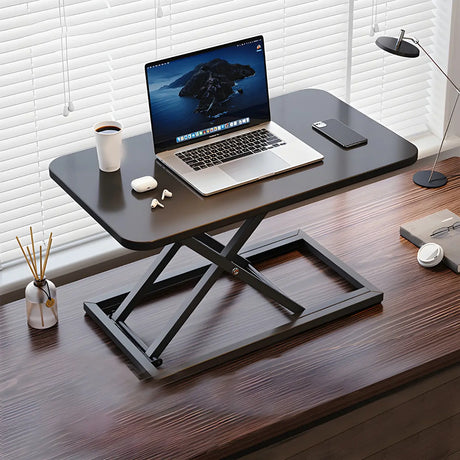 Adjustable Folding Black Wood Trestle Standing Desk Image - 2