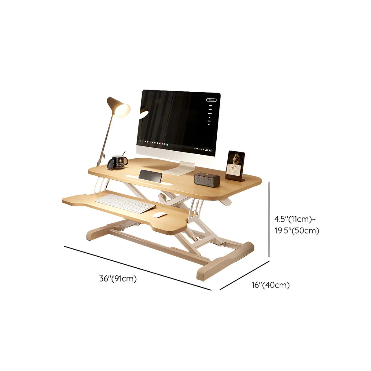 Adjustable Folding Black Wood Trestle Standing Desk Image - 20