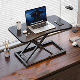 Adjustable Folding Black Wood Trestle Standing Desk Image - 5