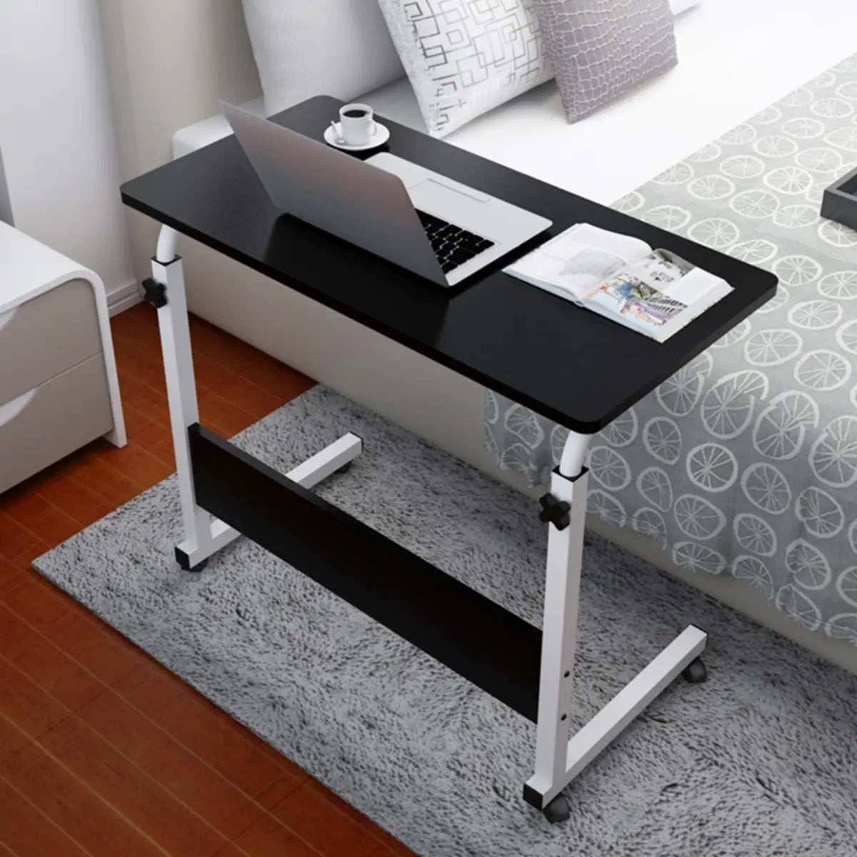 Adjustable Folding Mobile Black Sled Standing Desk Image - 1