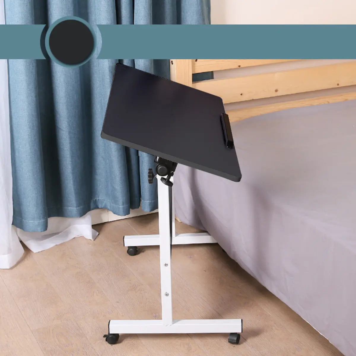 Adjustable Folding Mobile Black Sled Standing Desk Image - 16