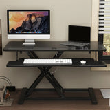 Adjustable Folding Wood Trestle Standing Desk Converter Image - 24