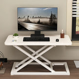 Adjustable Folding Wood Trestle Standing Desk Converter Image - 4