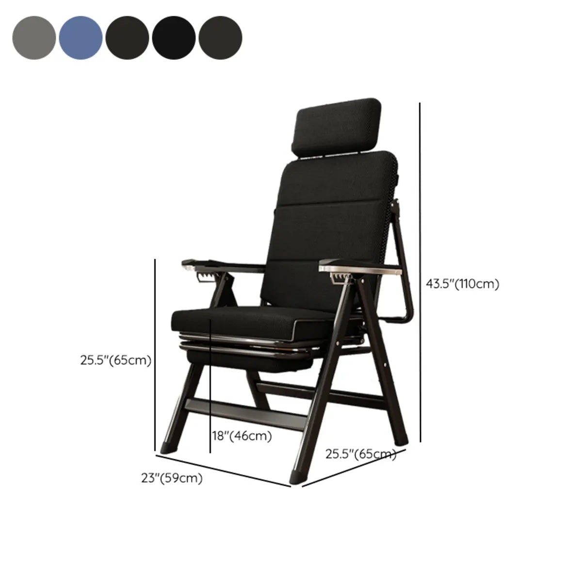 Adjustable Footrest Foldable Metal Recliner Armchair 