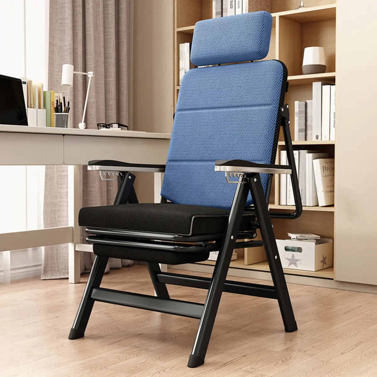 Adjustable Footrest Foldable Metal Recliner Armchair Image - 4