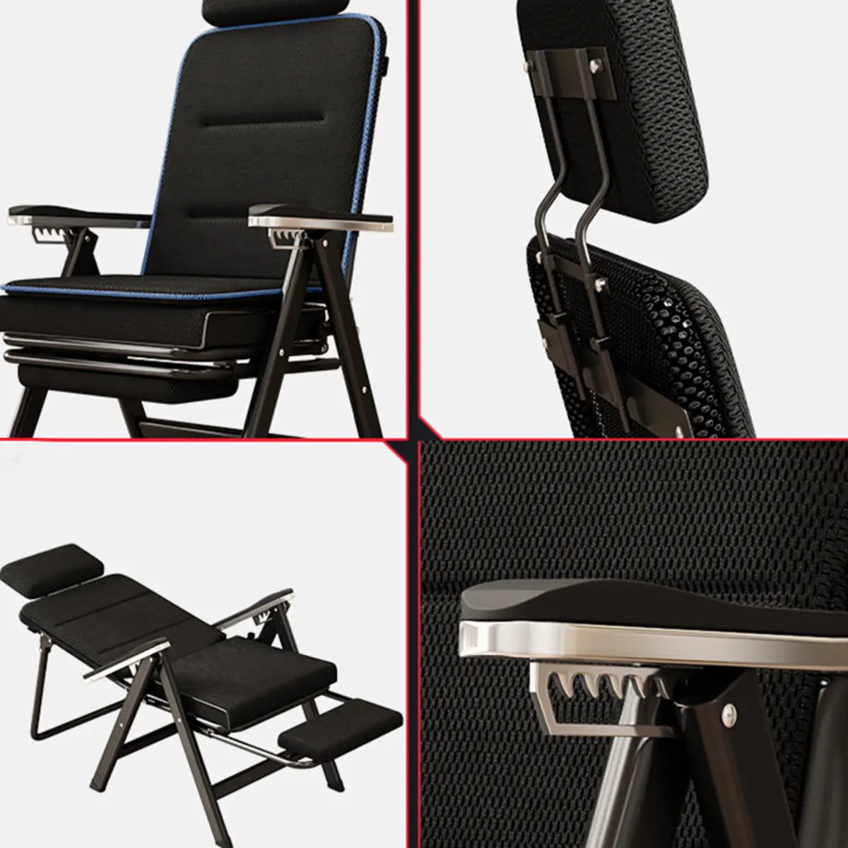 Adjustable Footrest Foldable Metal Recliner Armchair Image - 6