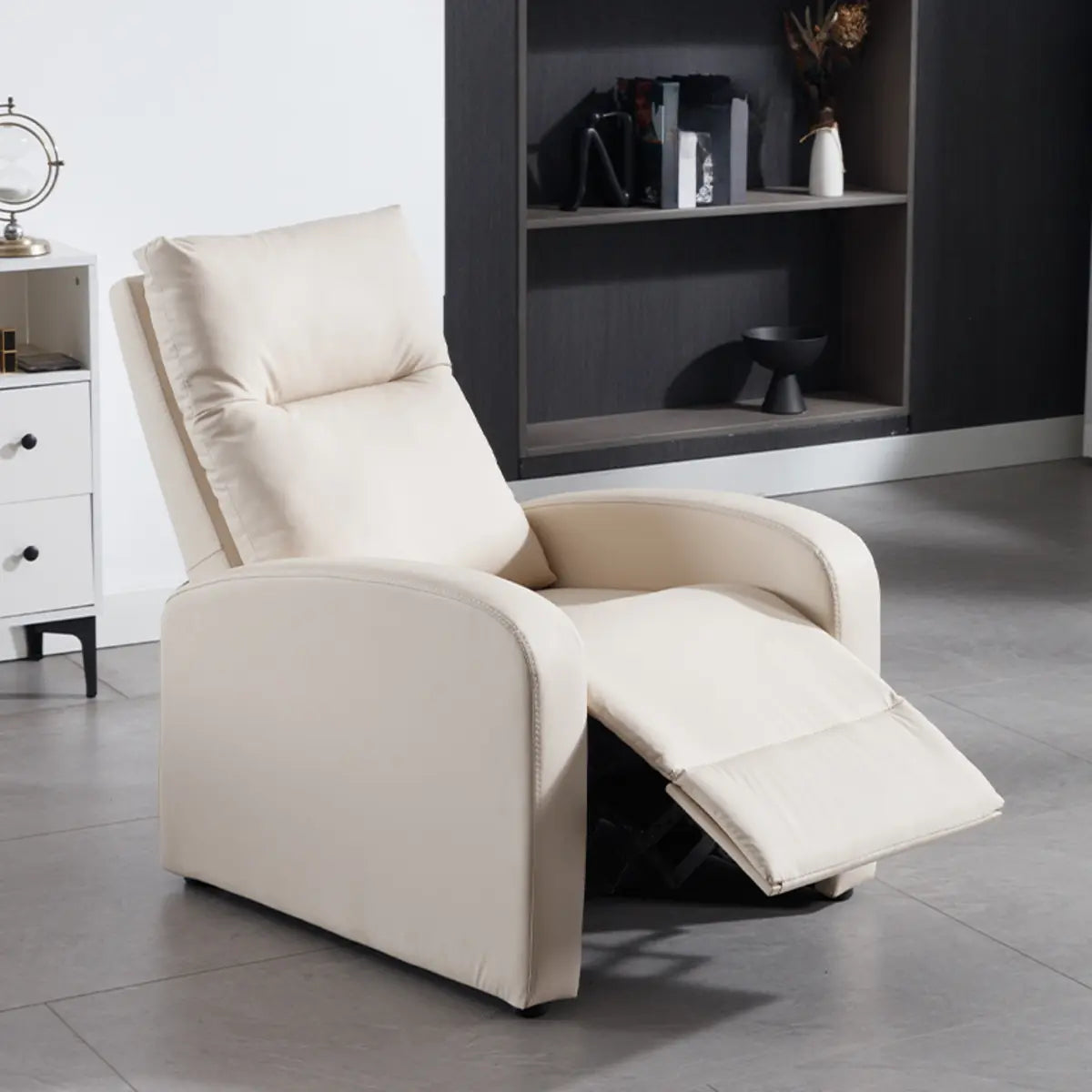 Adjustable Footrest Microfiber Leather Recliner Beige Image - 12