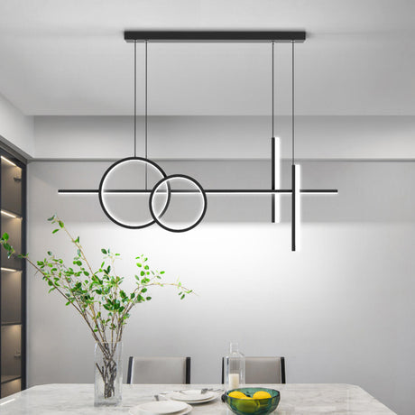 Adjustable Geometric Black LED Island Pendant Light  Image - 1