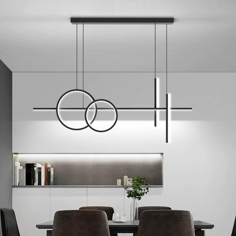 Adjustable Geometric Black LED Island Pendant Light  Image - 2