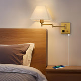 Adjustable Geometric Swing Arm Wall Sconce with USB Image - 3