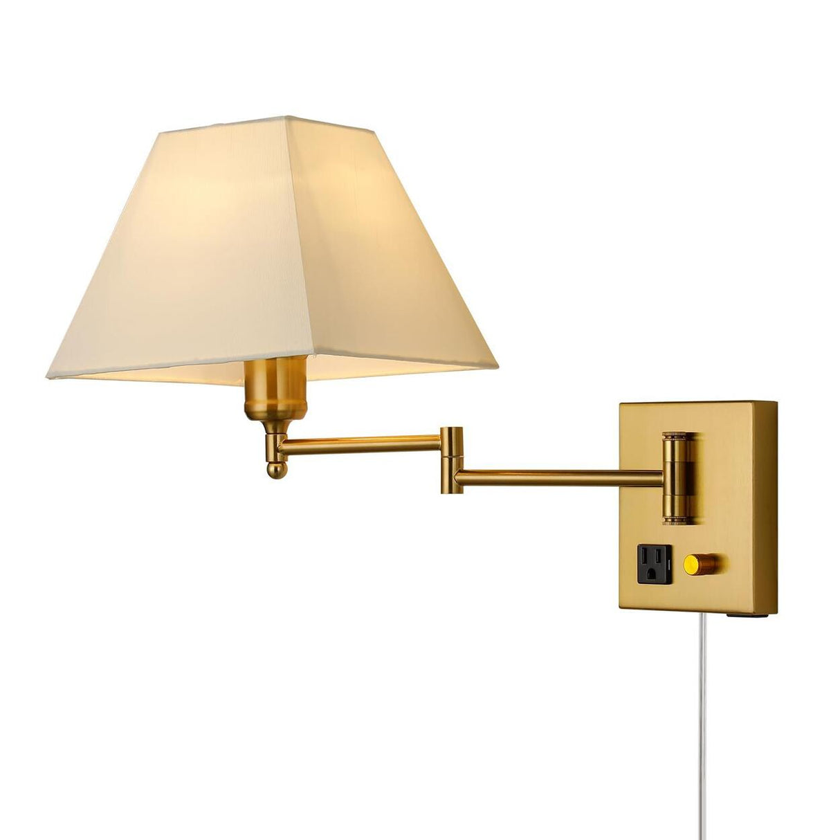 Adjustable Geometric Swing Arm Wall Sconce with USB Image - 5