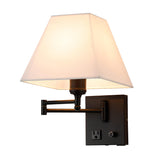 Adjustable Geometric Swing Arm Wall Sconce with USB Image - 6