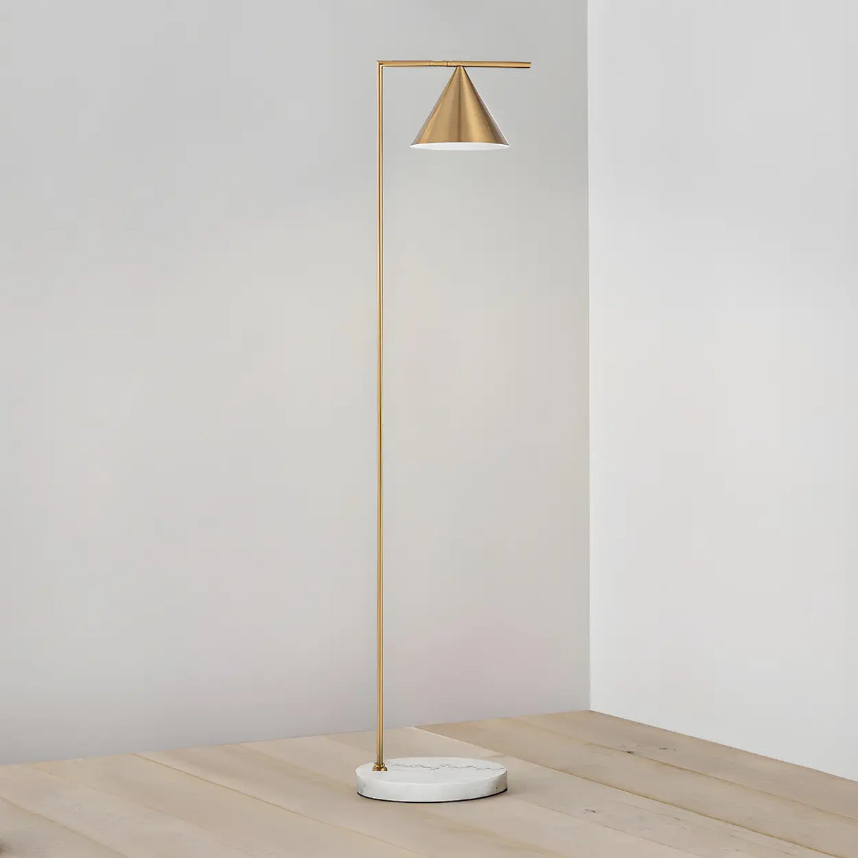 Adjustable Gold Cone Modern Metal LED Floor Lamp Image - 1