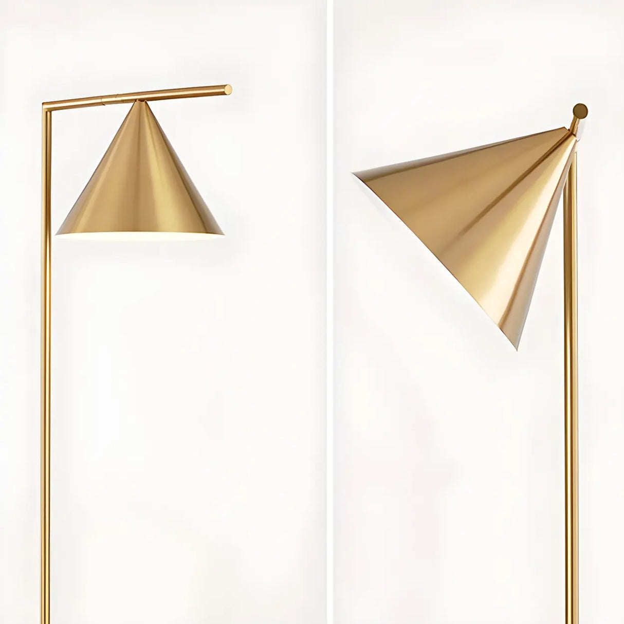 Adjustable Gold Cone Modern Metal LED Floor Lamp Image - 11