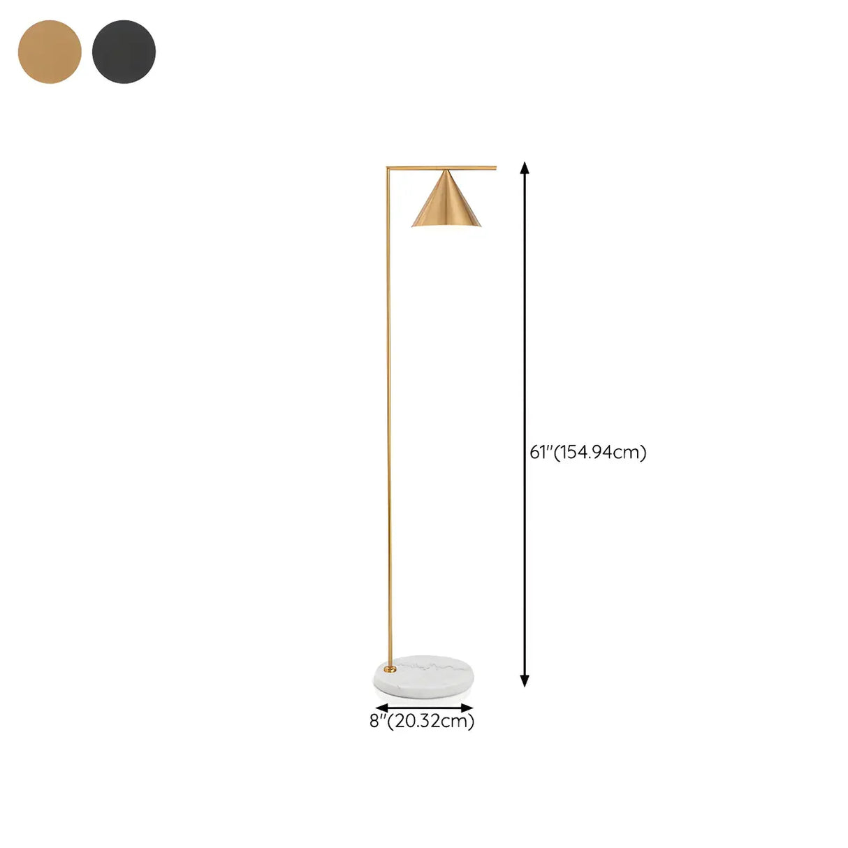 Adjustable Gold Cone Modern Metal LED Floor Lamp 