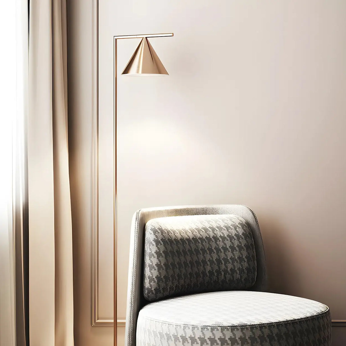 Adjustable Gold Cone Modern Metal LED Floor Lamp Image - 5