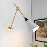 Adjustable Gold Cone Swing Arm LED Wall Sconce Image - 1