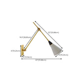 Adjustable Gold Cone Swing Arm LED Wall Sconce #size