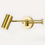 Adjustable Gold Cylinder LED Swing Arm Wall Sconce Image - 11