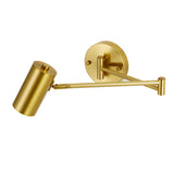 Adjustable Gold Cylinder LED Swing Arm Wall Sconce Image - 5