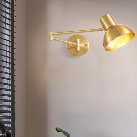 Adjustable Gold Metal LED Swing Arm Wall Light Image - 1