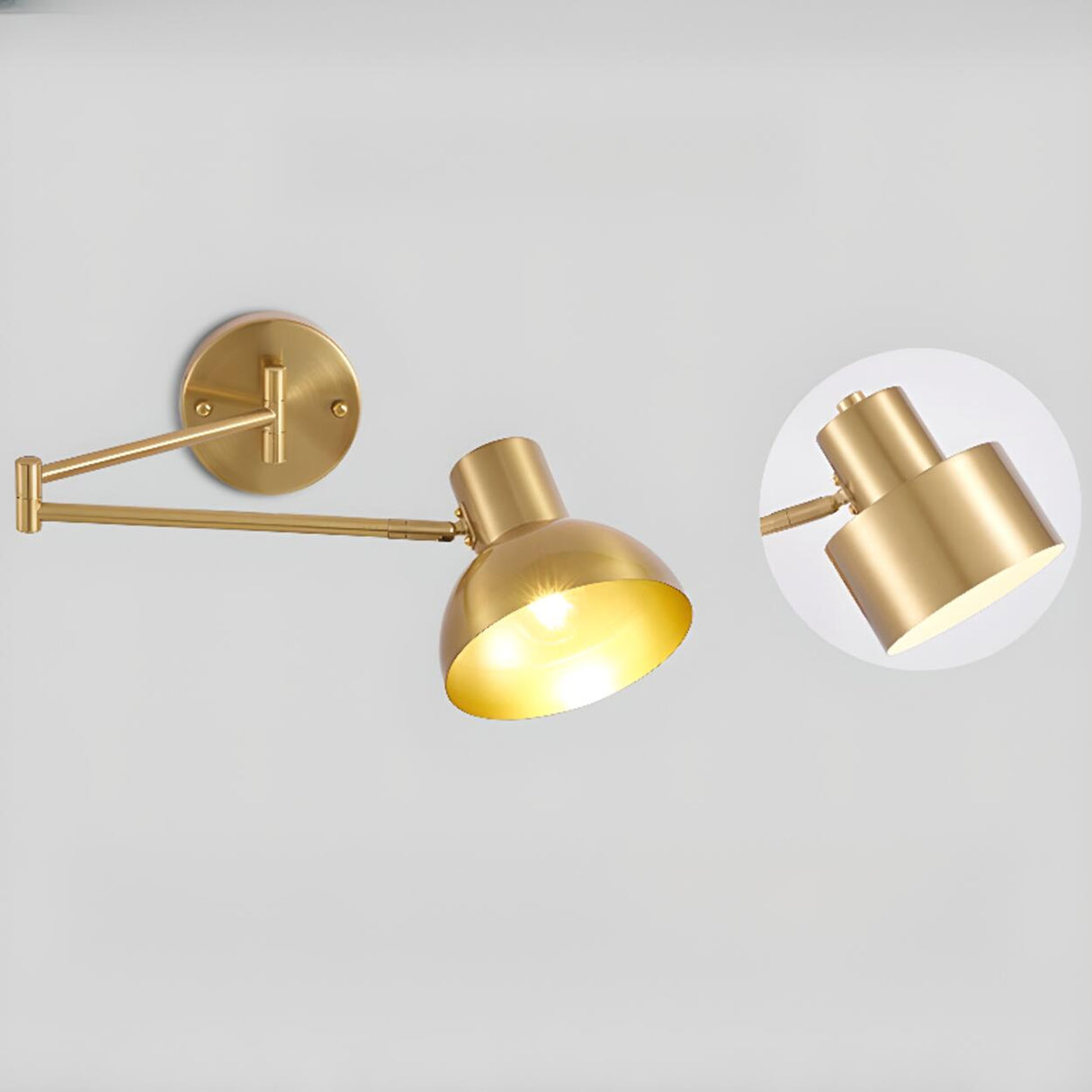 Adjustable Gold Metal LED Swing Arm Wall Light Image - 10