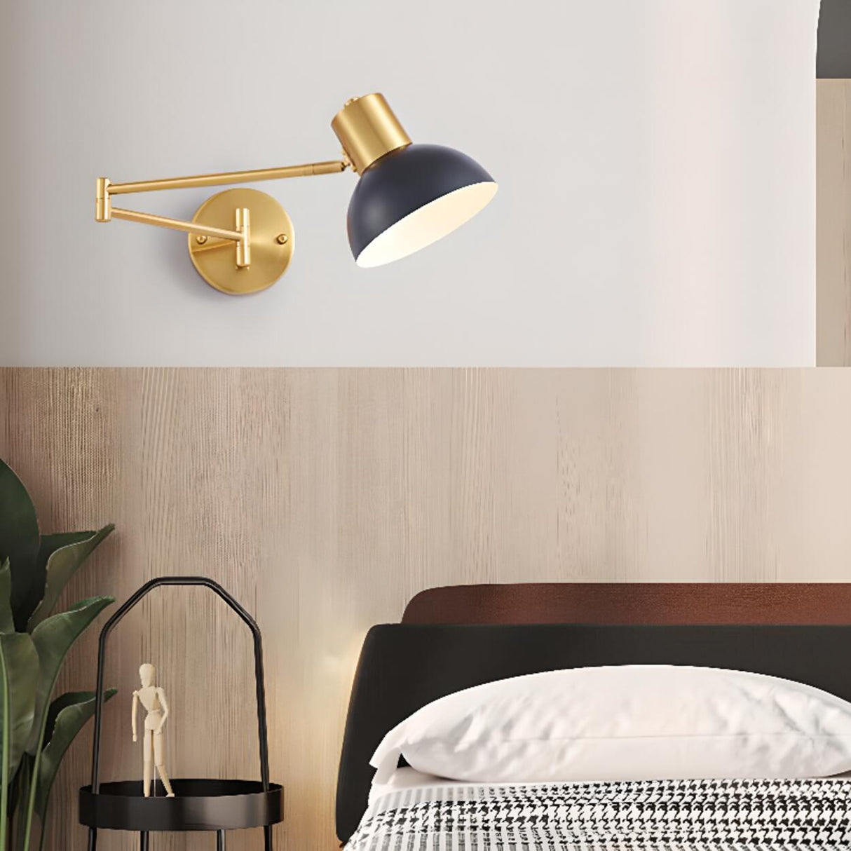 Adjustable Gold Metal LED Swing Arm Wall Light Image - 2