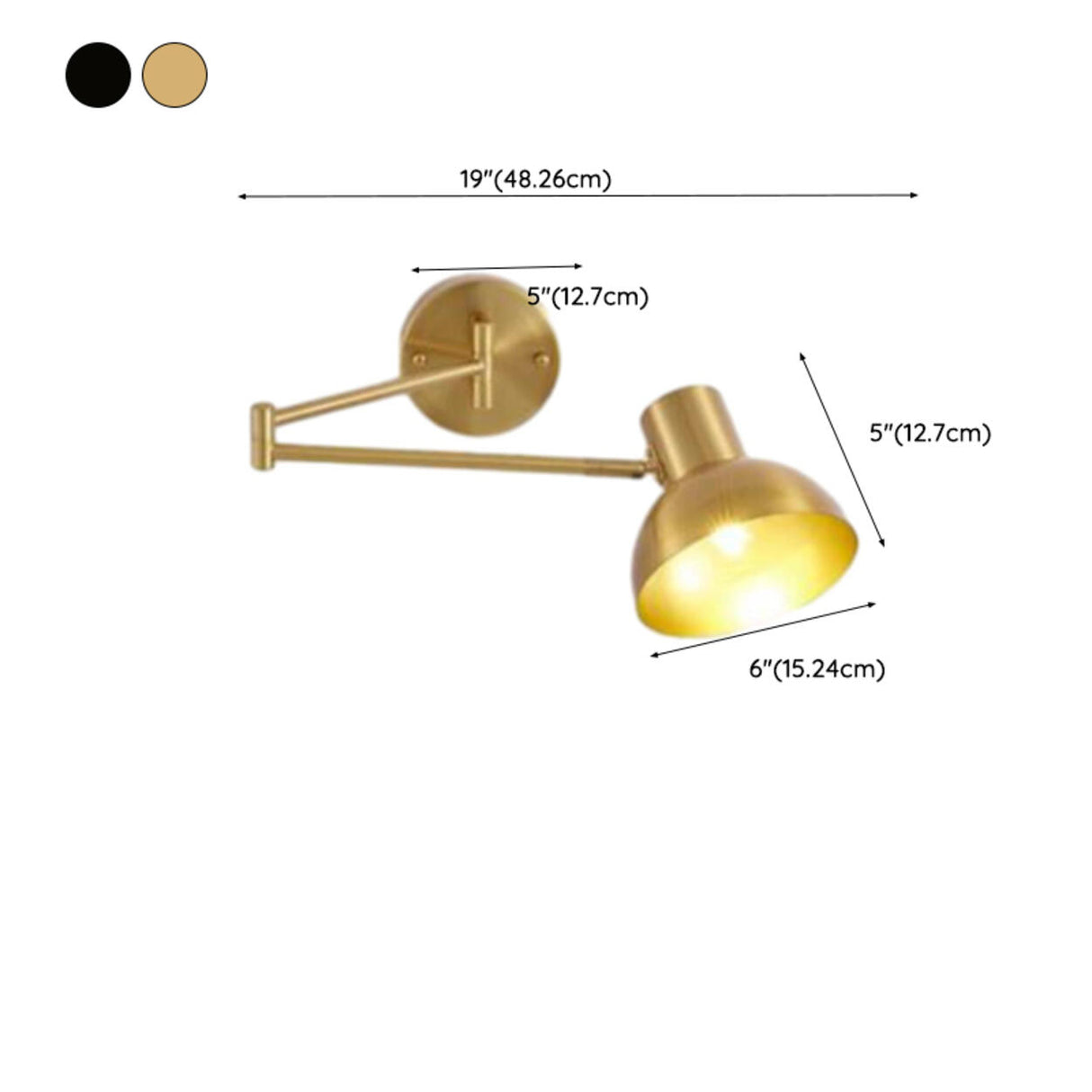 Adjustable Gold Metal LED Swing Arm Wall Light 