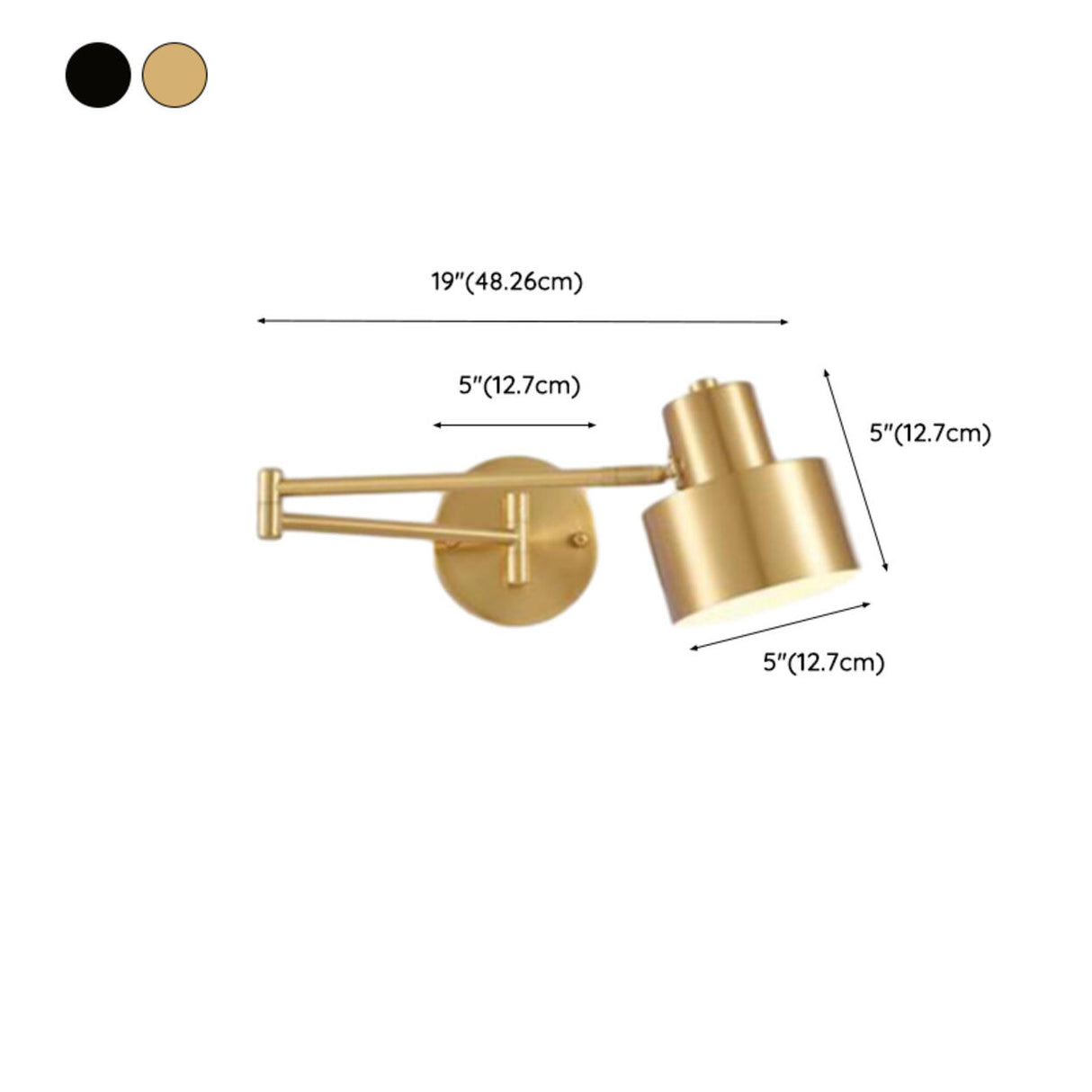 Adjustable Gold Metal LED Swing Arm Wall Light Image - 24