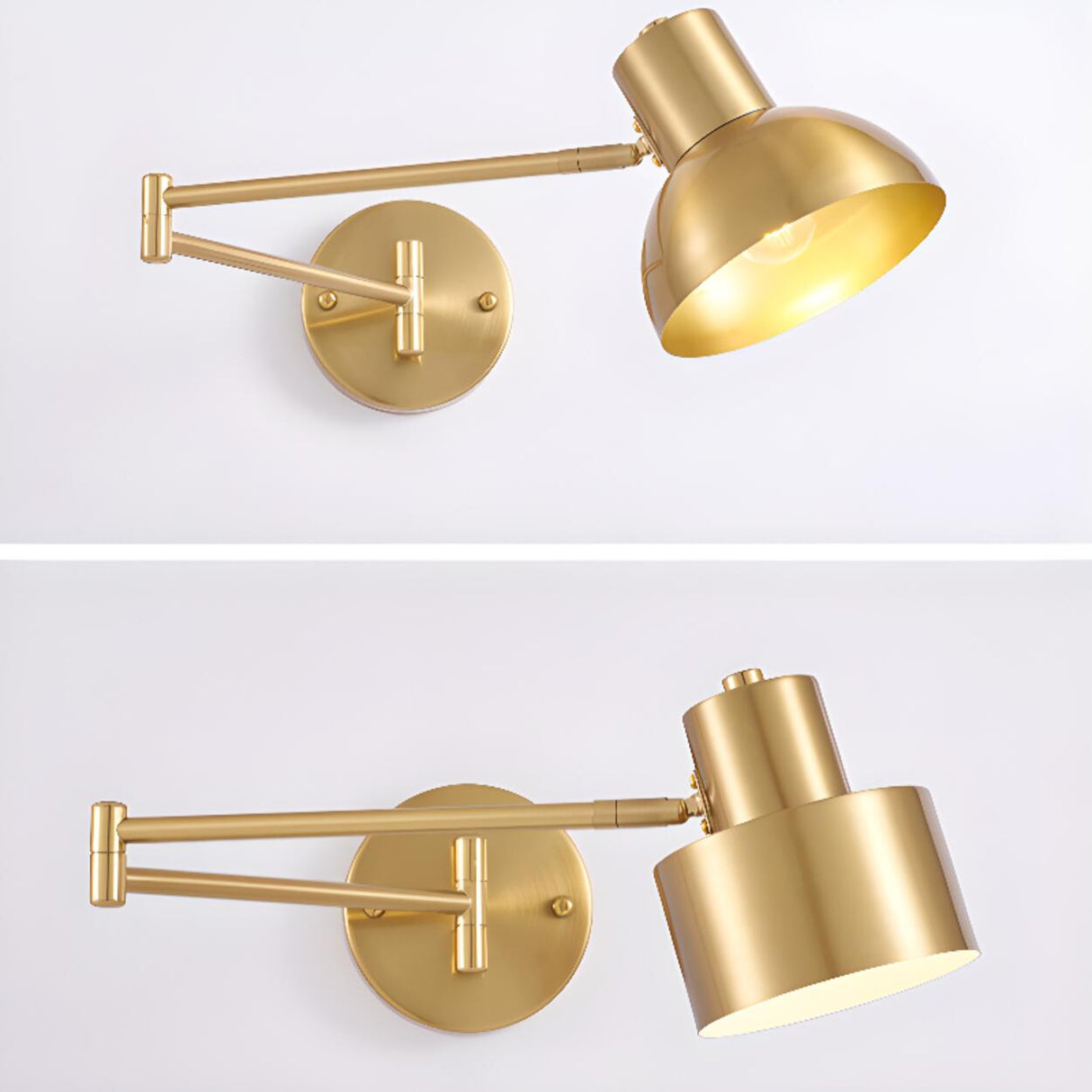 Adjustable Gold Metal LED Swing Arm Wall Light Image - 8