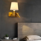 Adjustable Gold Wall Sconce with Fabric Shade Image - 1