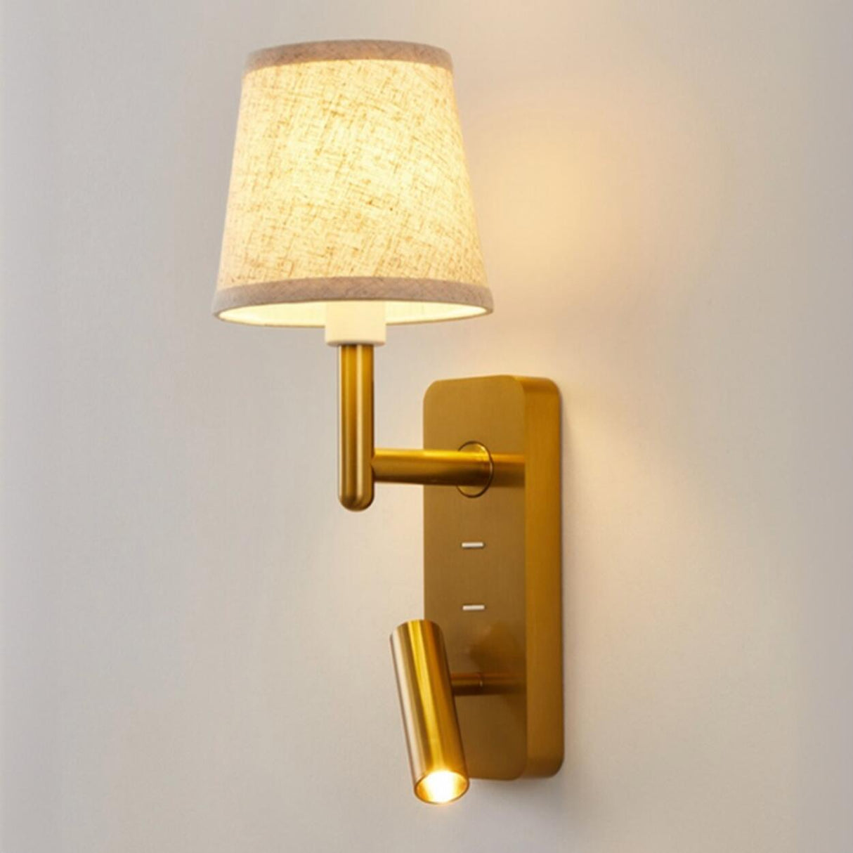 Adjustable Gold Wall Sconce with Fabric Shade Image - 10