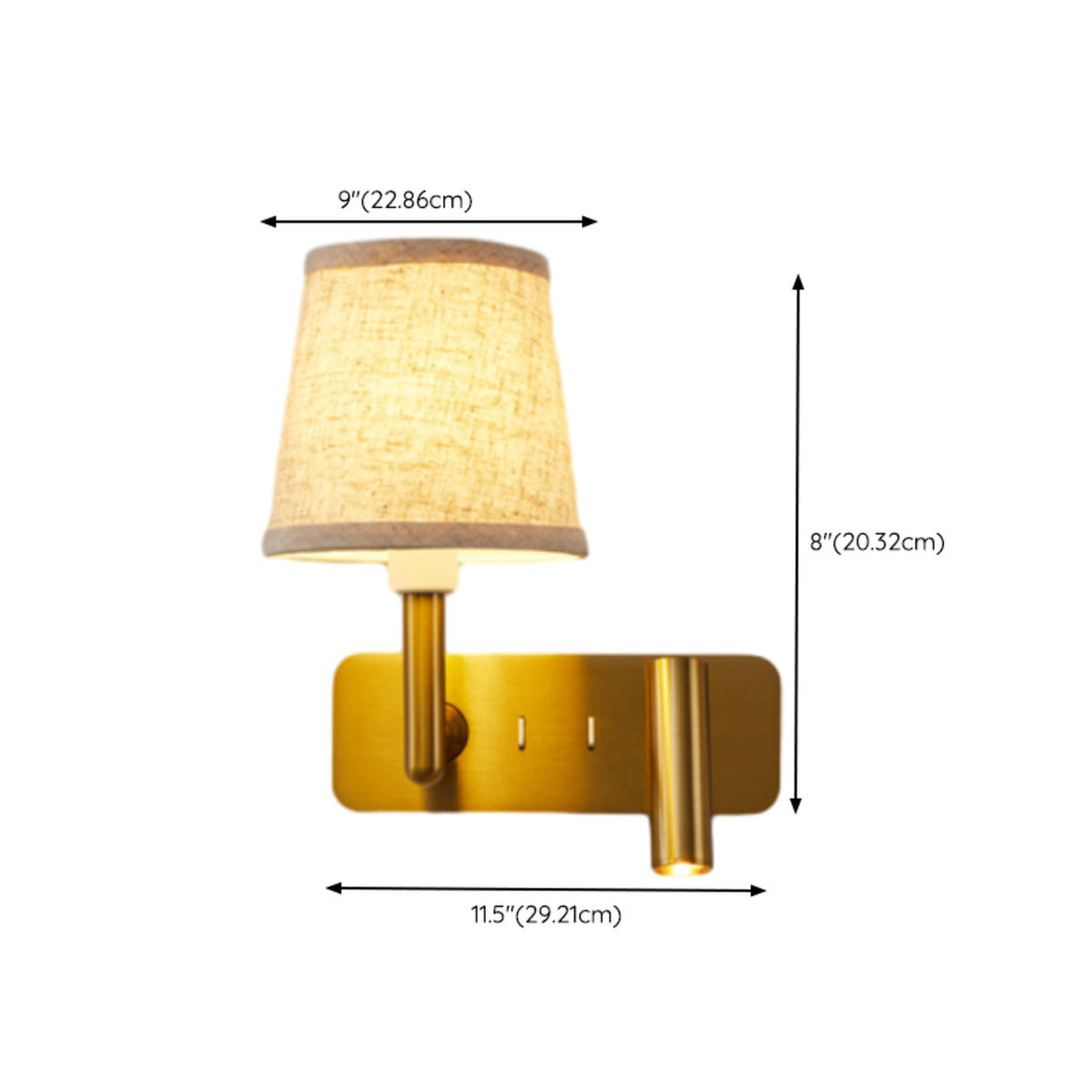 Adjustable Gold Wall Sconce with Fabric Shade 