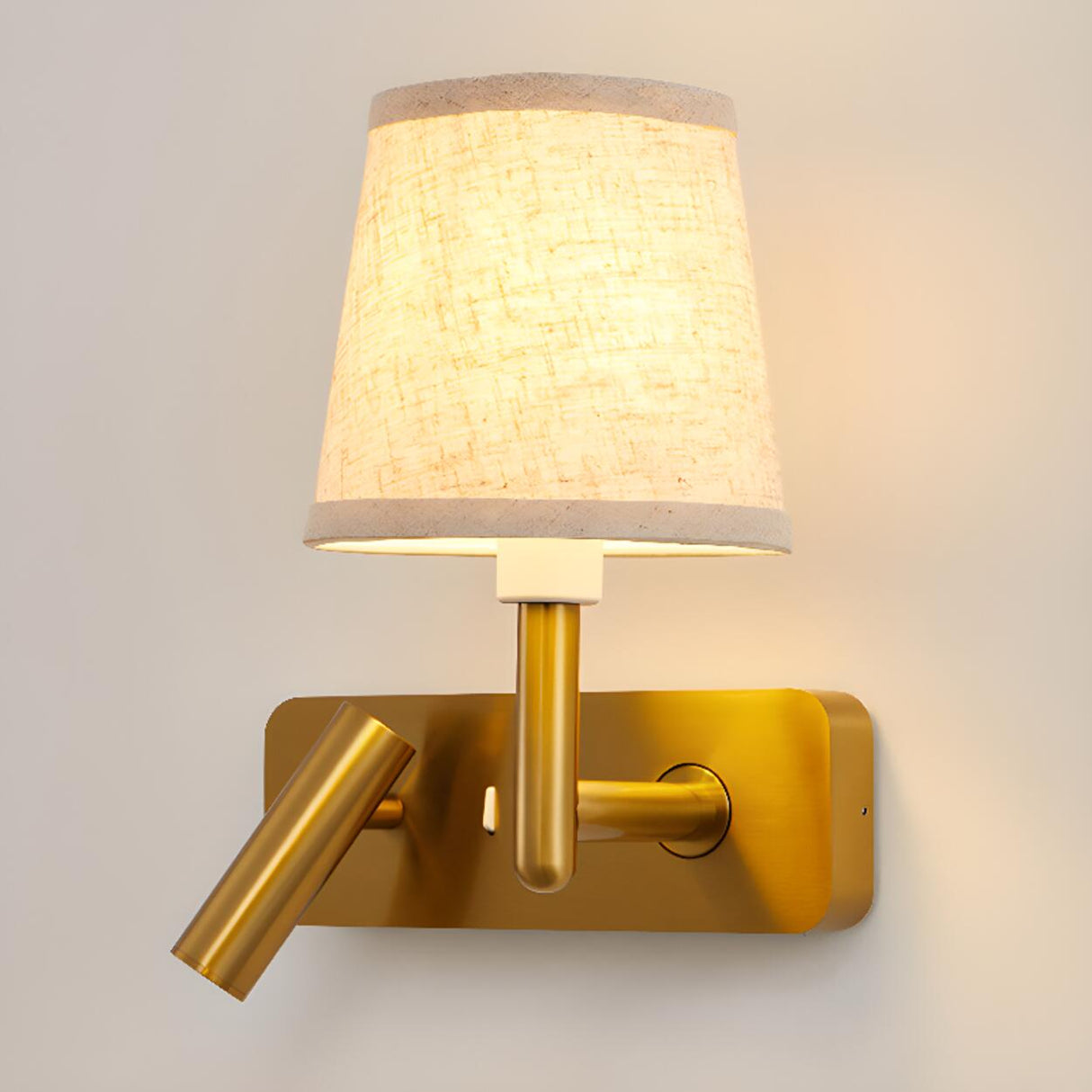 Adjustable Gold Wall Sconce with Fabric Shade Image - 8