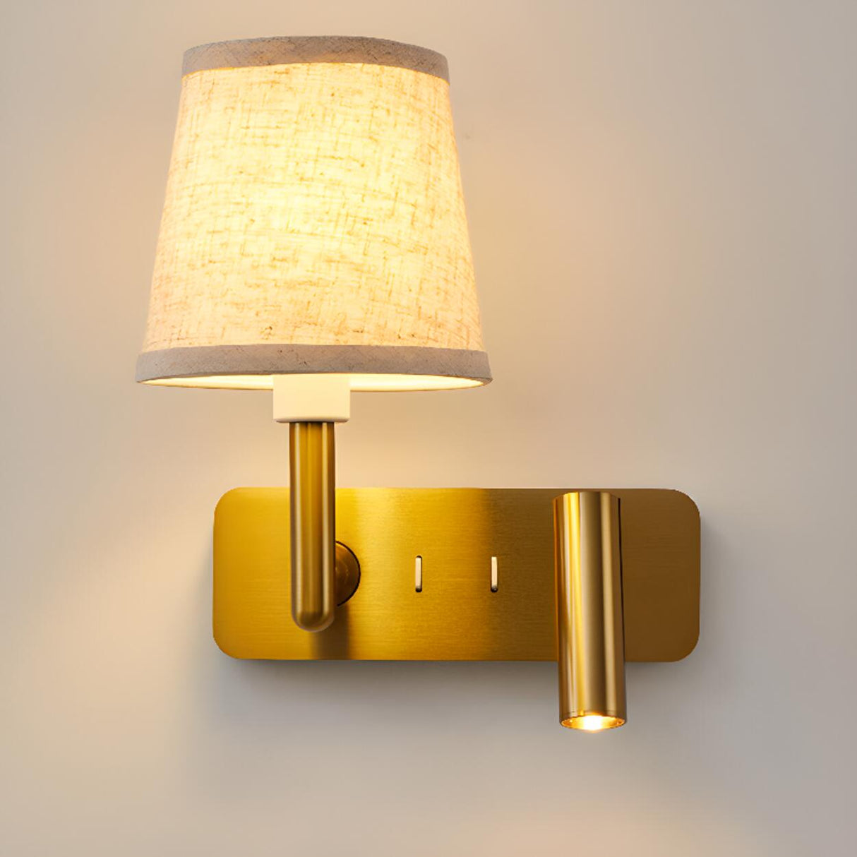 Adjustable Gold Wall Sconce with Fabric Shade Image - 9