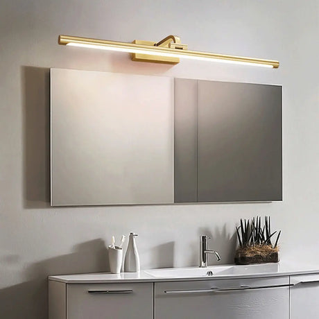 Adjustable Golden Linear Bathroom Vanity Mirror Light Image - 1