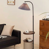 Adjustable Gray Umbrella LED Floor Lamp with Shelf Image - 1