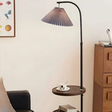 Adjustable Gray Umbrella LED Floor Lamp with Shelf Image - 3