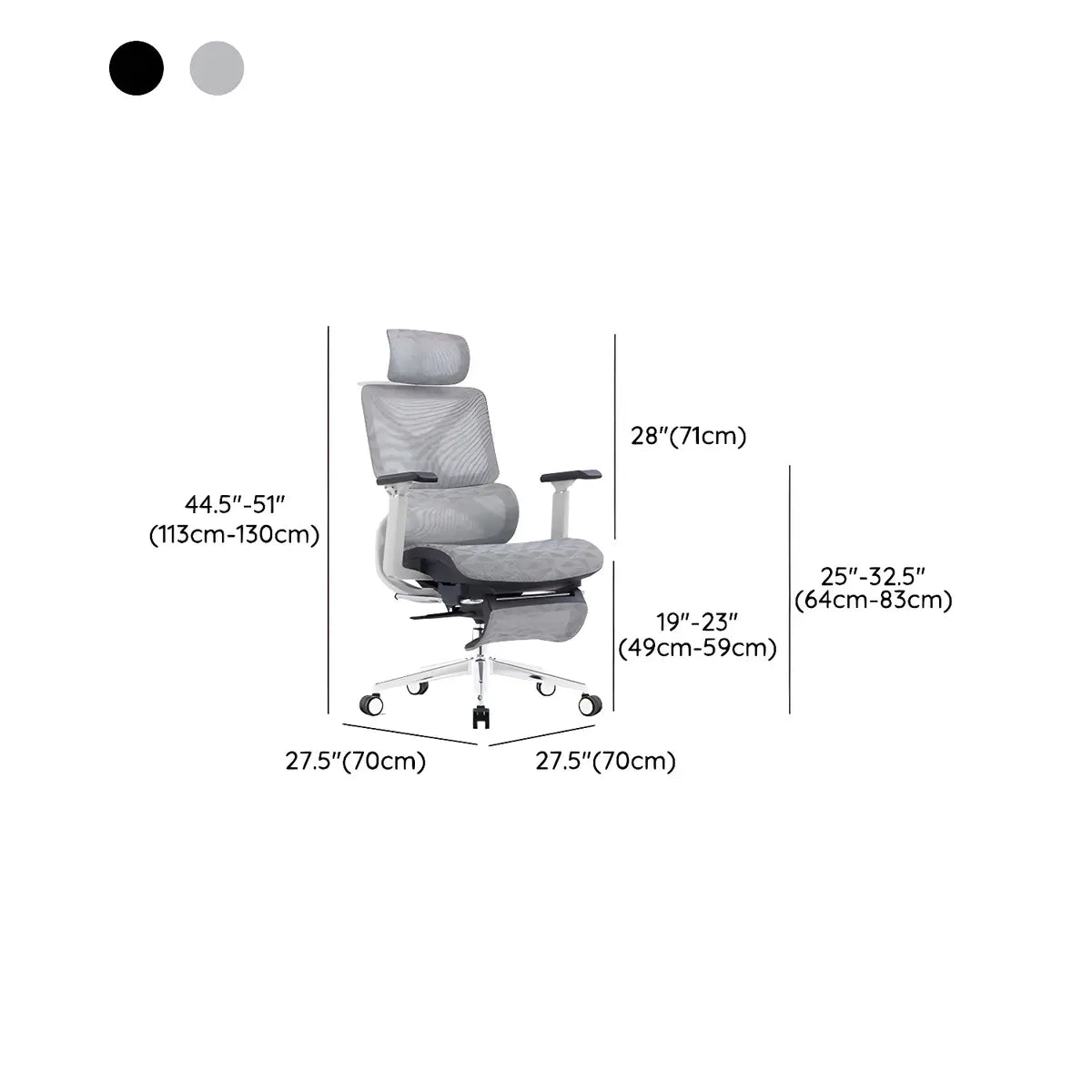 Adjustable Grey Modern Ergonomic Mesh Office Chair 