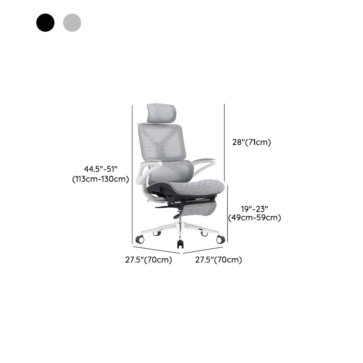 Adjustable Grey Modern Ergonomic Mesh Office Chair Image - 29