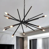 Adjustable Hanging Length Black Metal Sputnik Chandelier Image - 5