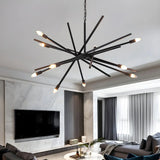 Adjustable Hanging Length Black Metal Sputnik Chandelier Image - 6