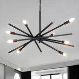 Adjustable Hanging Length Black Metal Sputnik Chandelier Image - 8