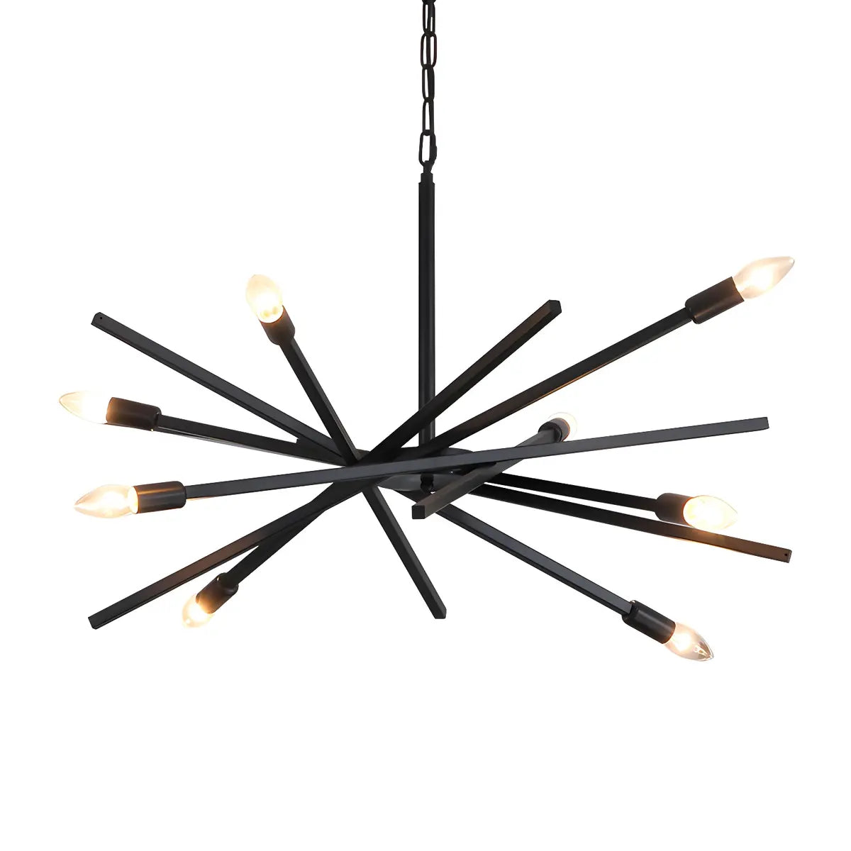 Adjustable Hanging Length Black Metal Sputnik Chandelier Image - 9