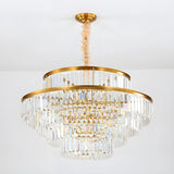 Adjustable Hanging Length Crystal Tiered Round Chandelier Image - 11