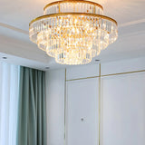 Adjustable Hanging Length Crystal Tiered Round Chandelier Image - 18