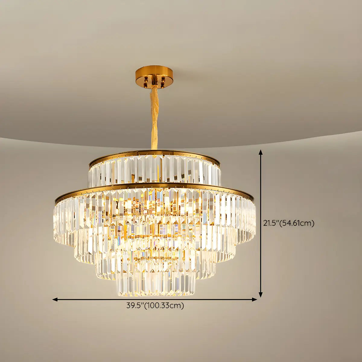 Adjustable Hanging Length Crystal Tiered Round Chandelier Image - 22